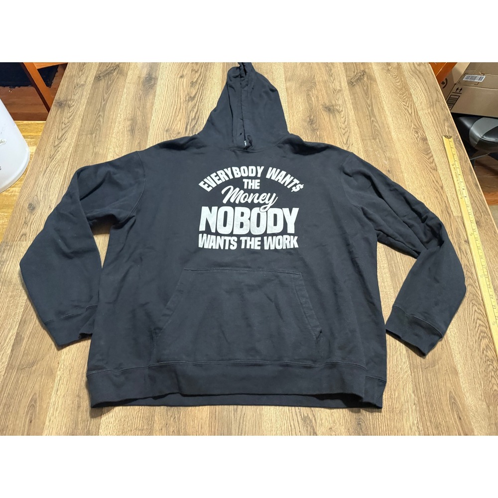 Port & Company Hoodie Mens Size 2XL Black Pullover Everybody Wants The Money